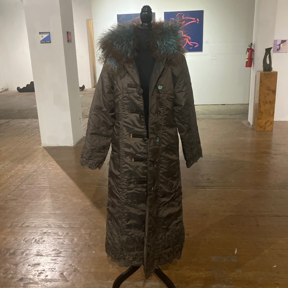 Vintage Expresso Brown Eyelet detailed coat